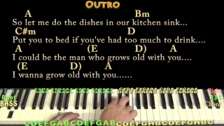 Grow Old With You (Adam Sandler) Piano Cover Lesson in A with Chords/Lyrics