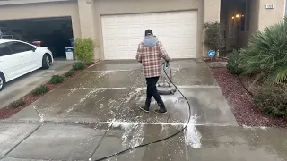 How to pressure wash a concrete driveway with bad oil stains