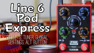 Line 6 Pod Express Tuner, Tap Tempo, Global Settings, Presets, Cab sims