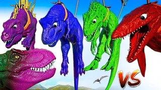 Big! Colorful Giganotosaurus Vs Red T-REX & Godzilla I-REX Jurassic World Evolution 2 Dinosaur Fight