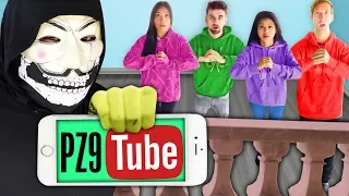 PZ9 HACKS YOUTUBE?  Following PZ9 for 24 Hours To Rescue Justin Fingerprint Challenge in Hollywood