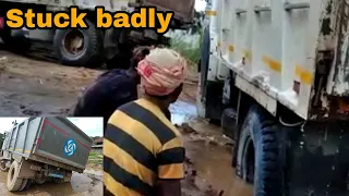 1618 Tata tipper Stuck badly 😢 rescue by another tipper truck 🚚