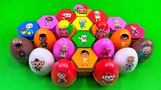 Finding Pinkfong in Hexagon Shapes, Rainbow Eggs with CLAY Coloring! Satisfying ASMR Videos