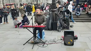 Dance with somebody ( cover ) busker in London