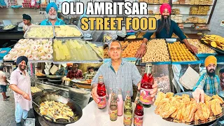 Amritsar Hidden Street Food | Bun Cholley, Satpura, Ladoo, Dudh Soda, Petha | Amritsar Street Food