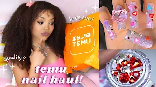 TEMU Nail Haul! Nail Products With UNBEATABLE PRICES!! EASY & FAST DIY Valentine's Day Nail Art