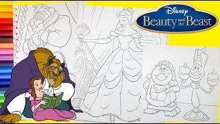 Disney Beauty and the Beast - Princess Belle, Lumiere and Cogsworth  Coloring pages for kids