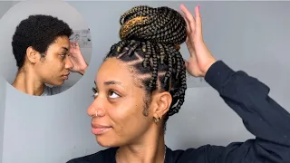 Beginner Box Braids On Short Natural Hair | TWA 🌸