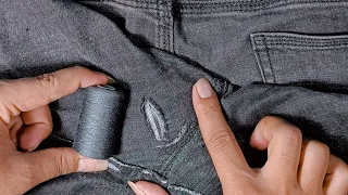 learning a craft | Learn by yourself how to invisibly fix a hole on jeans between the legs