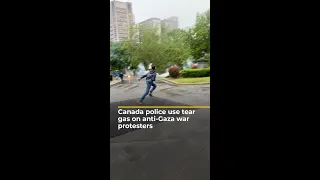 Canada police use tear gas on anti-Gaza war protesters | AJ #shorts