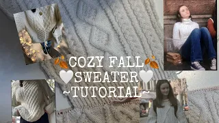 Knitting a cable knit sweater🤍🍂 [part 1] •TUTORIAL•