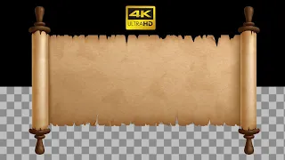 Old scroll parchment blank animation | transparent background