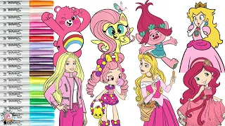 Coloring Book Compilation for Kids Trolls My Little Pony Disney Princess Shopkins Barbie Care Bears