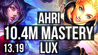AHRI & Lucian vs LUX & Ez (SUP) | 10.4M mastery, 5000+ games, 2/1/5 | NA Master | 13.19