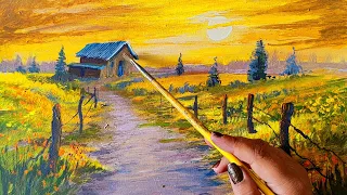 The beauty of the autumn season next to the hut. Painting the autumn landscape from the village hut🍁