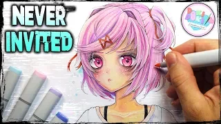 "Never Invited" Natsuki's Sad Story - Doki Doki Literature Club + Anime Drawing (DDLC)