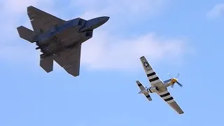 USAF F-22 Raptor & P-51 Mustang Heritage Flight Demo At Millville's Wheels & Wings Air Show 2021!!!
