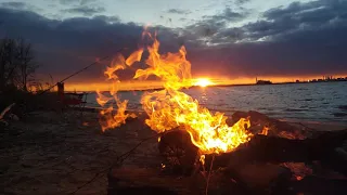 Delaware River Fire & Sunset Slomo