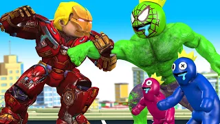 Super Hero Nick transform Hulk Buster vs Giant Zombie Rainbow Friends (blue) - Scary Teacher 3D Fun