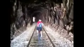 Riding through a tunnel on the Carrizo Gorge Railroad