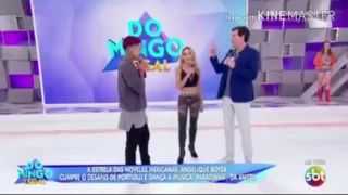 Angelique Boyer e Dynho Alves dançando a paradinha no SBT