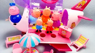 Satisfied 12 Minutes Unboxing Cute Toy of Pink Peppa Pig family trip airplane playset | ASMR