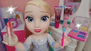 Elsa and Anna toddlers Morning Routine Barbie Makeup 💄 Watch ⌚️set