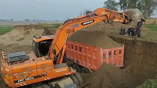 Excavator Doosan 140w loading Mud in Tata Dumper Truck 🚛🚛🚛