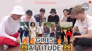 BTS reaction to Girls attitude Tiktok | Savage Girls | PeachyGlosss
