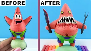 Patrick Star.EXE from the cartoon Slendy Spongebob made from polymer clay. Tutorial sculpture video