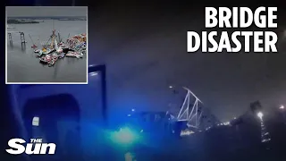 Chilling moment stunned emergency crew find Baltimore Bridge has collapsed after tragic crash