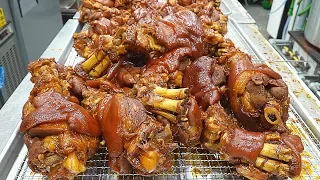 Fried Braised Pig's Trotters, Spicy Braised Pork Trotters (Jokbal) - Korean Food / 튀김족발, 매운족발