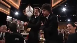 Jesse Eisenberg and Andrew Garfield at the Golden Globe Awards