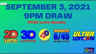 WATCH: PCSO 9 PM Lotto Draw, September 3, 2021