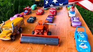 Looking for disney pixar cars on the rocky road  lightning mcqueen, cruz ramirez, doc hudson, cars