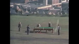 Doug Mountjoy, Terry Griffiths, Ray Reardon and Cliff Wilson Play Snooker on a hillside in Tredegar.