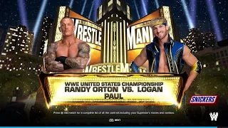 WWE2K24 | RANDY ORTON VS LOGAN PAUL | UNITED STATES CHAMPIONSHIP MATCH | WRESTLEMANIA 39