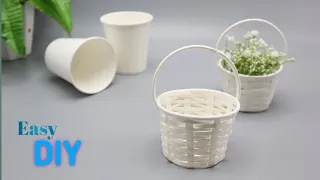 AWESOME BASKET FROM PAPER CUP | ASTONISHING DIY HANDMADE CRAFT | Paer Art Best Display Ideas