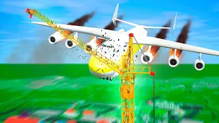 TOWER CRANE vs PLANES - Airplane Crash in BRICK RIGS #2