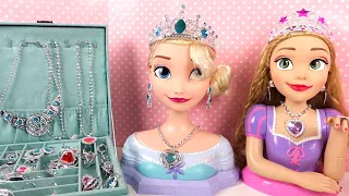 Reine des neiges Elsa Raiponce Barbie Tête à coiffer Bijoux ♥ Frozen Elsa Barbie Styling Head