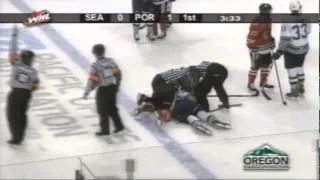 Evan Wardley hit on Nic Petan 10/11/14