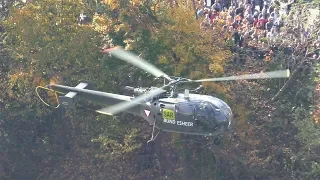 Austrian Air Force Alouette III SAR rescue hoist demonstration in the city of Graz