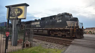 NS Eastbound Intermodal passing Downtown Elkhart, Indiana!