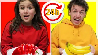 24 HEURES MANGER D'UNE SEULE COULEUR (jaune et rouge) ! [CHALLENGE]