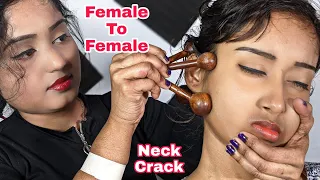 Female To Female Head and Neck Massage | Loud Neck Cracks | Oil Head Massage | GuaSha ASMR Massage