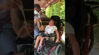 Annalynne rides on the Train in her Wheelchair