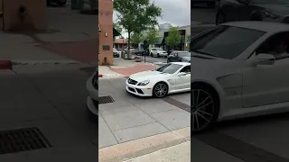 1 of 350 Mercedes SL65 AMG Black Series leaving cars and coffee!!!!