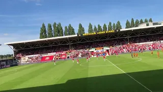 First game of the season, Elliot Lee bags 2 goals in front of 8,500+ Wrexham fans