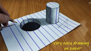 very easy drawing on paper for beginners | hole drawing