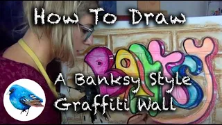 Learn how to draw A BANKSY STYLE GRAFFITI WALL: STEP BY STEP GUIDE! (Age 5 +)